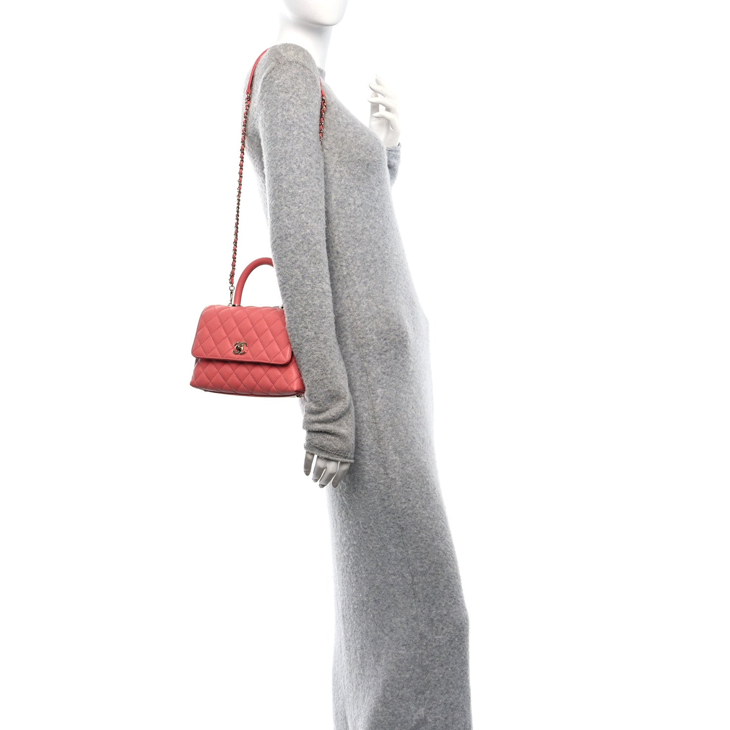 Chanel Caviar Quilted Mini Coco Handle Flap Coral 2 of 11