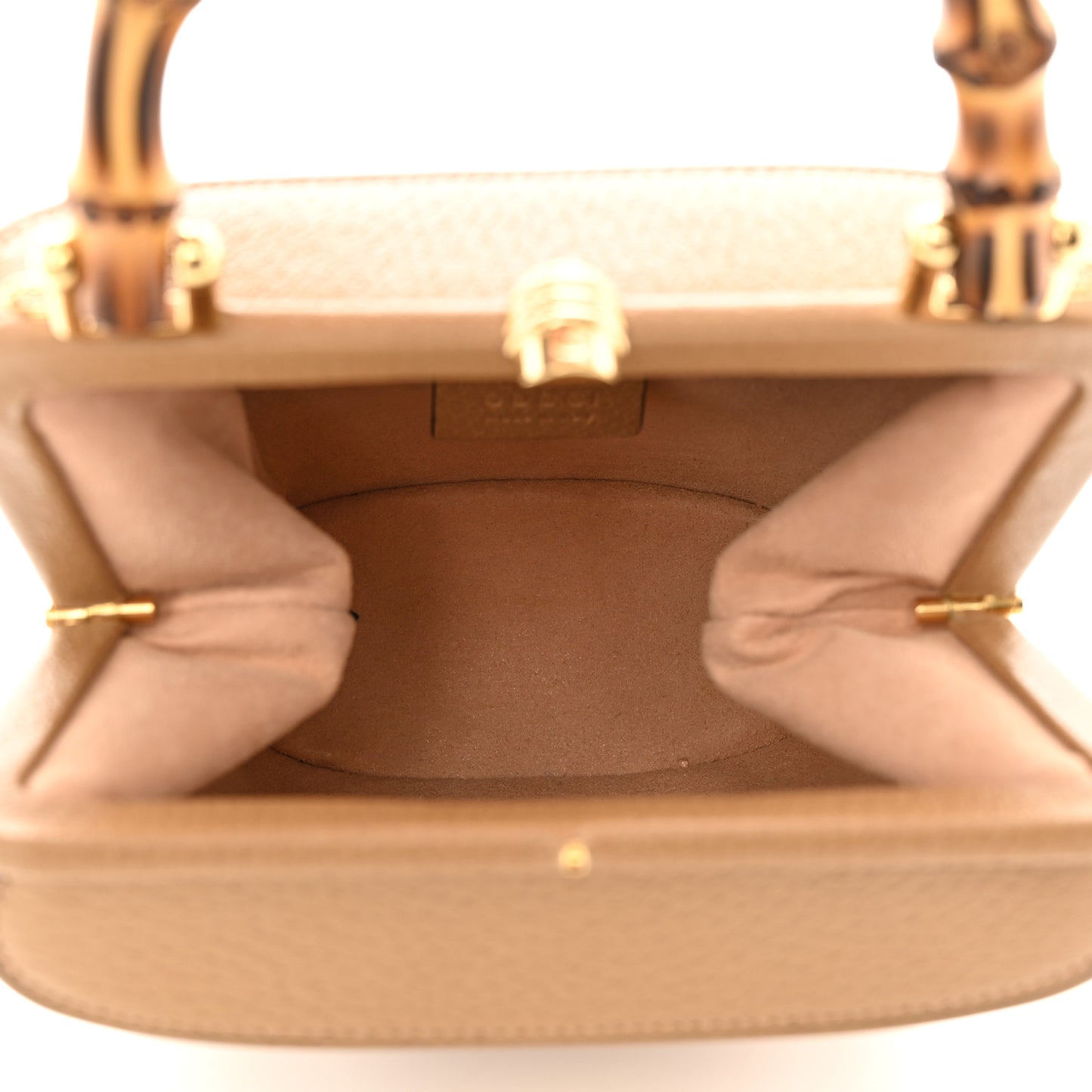 Textured Dollar Calfskin Bamboo Mini Marina Bucket Bag Natural Tan