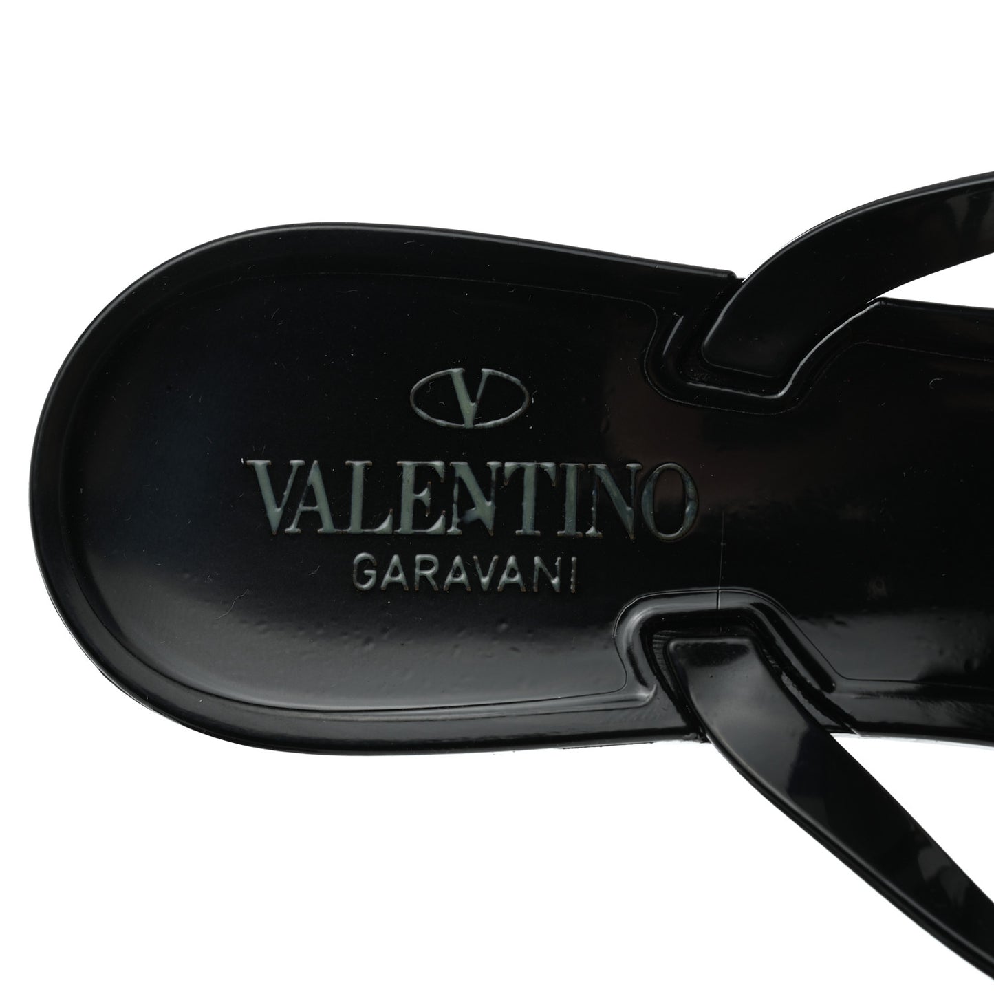 PVC Jelly Rockstud Bow Thong Sandals 41 Black