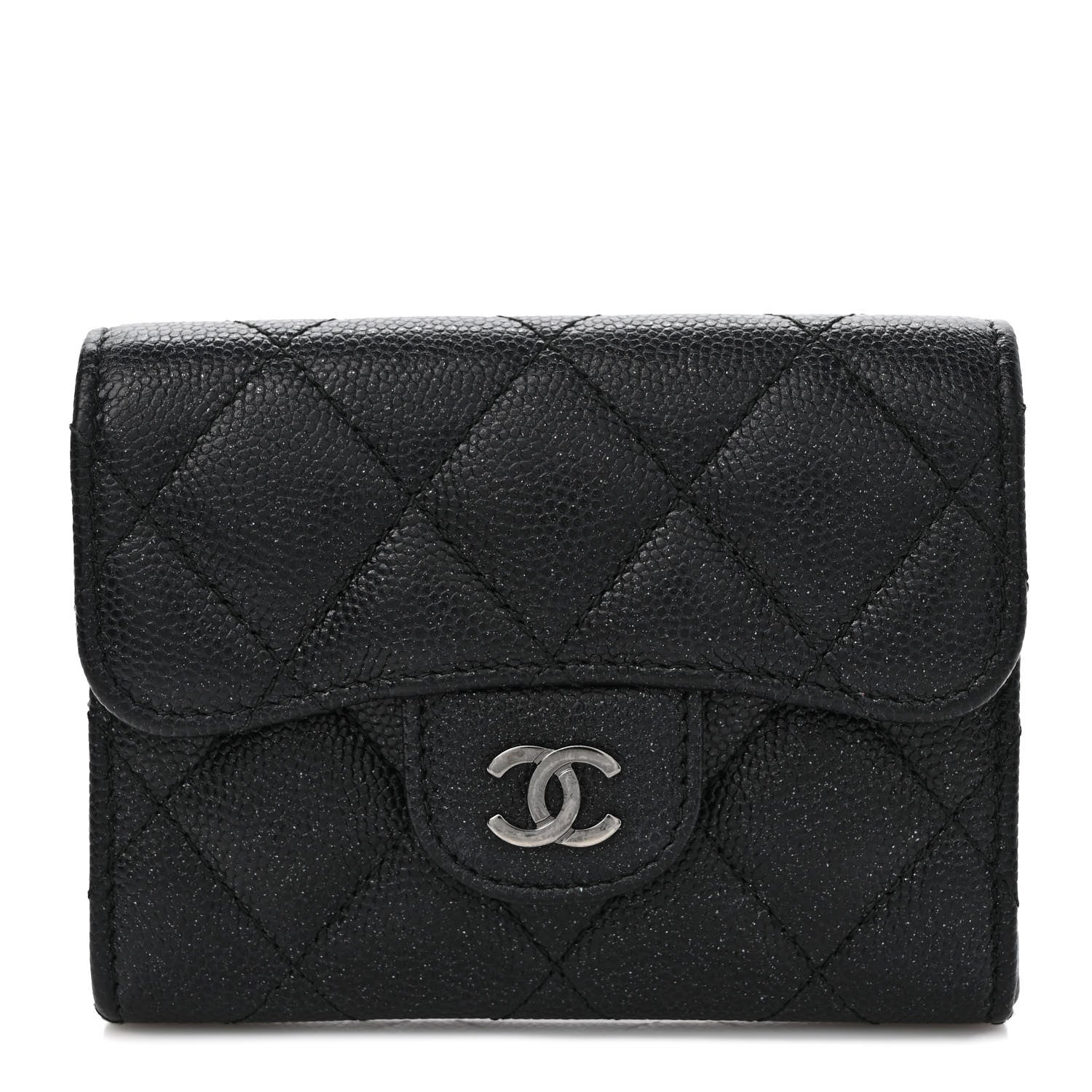 Chanel Iridescent Caviar Quilted Flap Card Holder Wallet Black 1 of 7