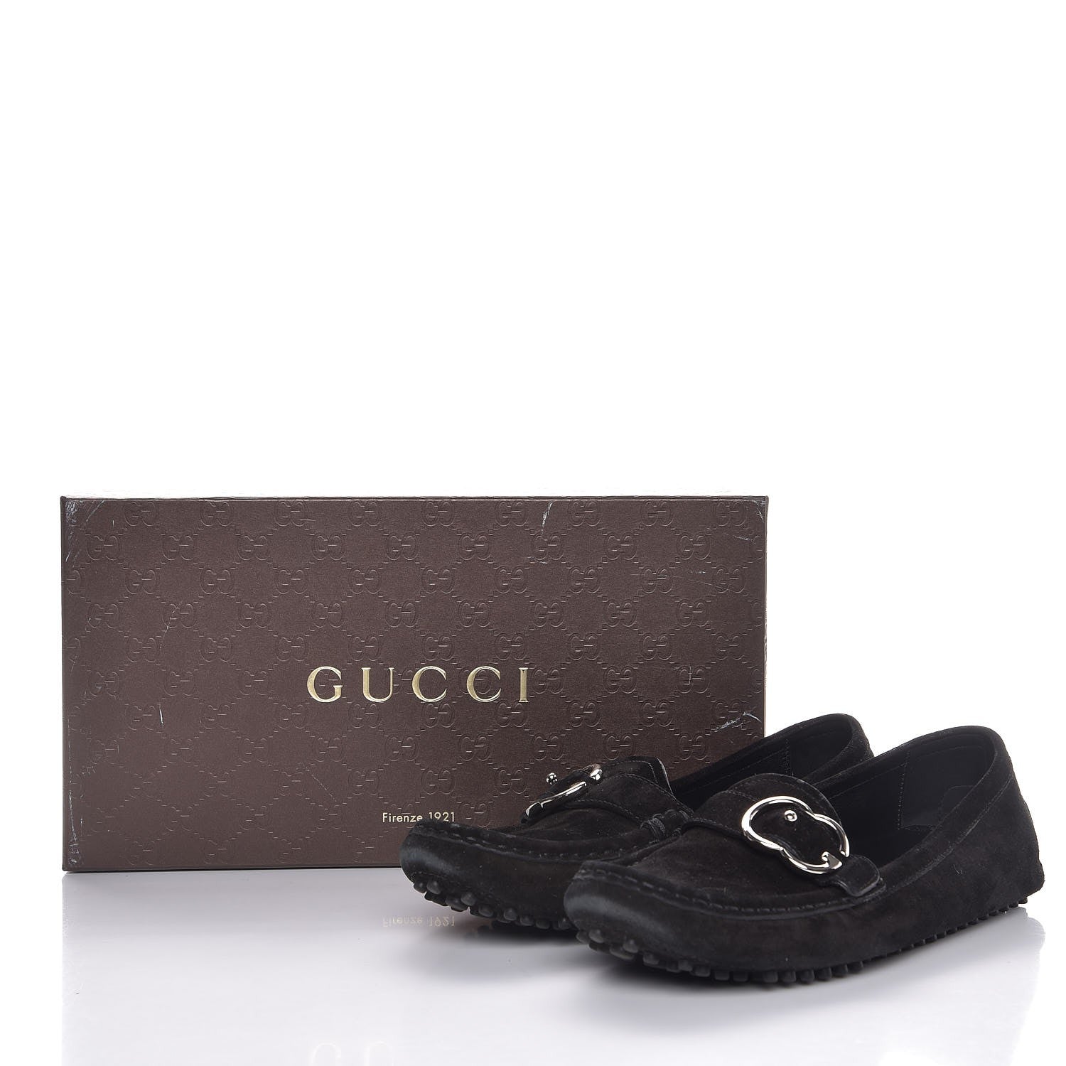 Gucci Suede GG Buckle Driver Loafers 37 Nero Black 10 of 10