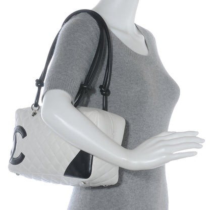 Chanel Calfskin Quilted Large Cambon Bowler White Black 2 of 7