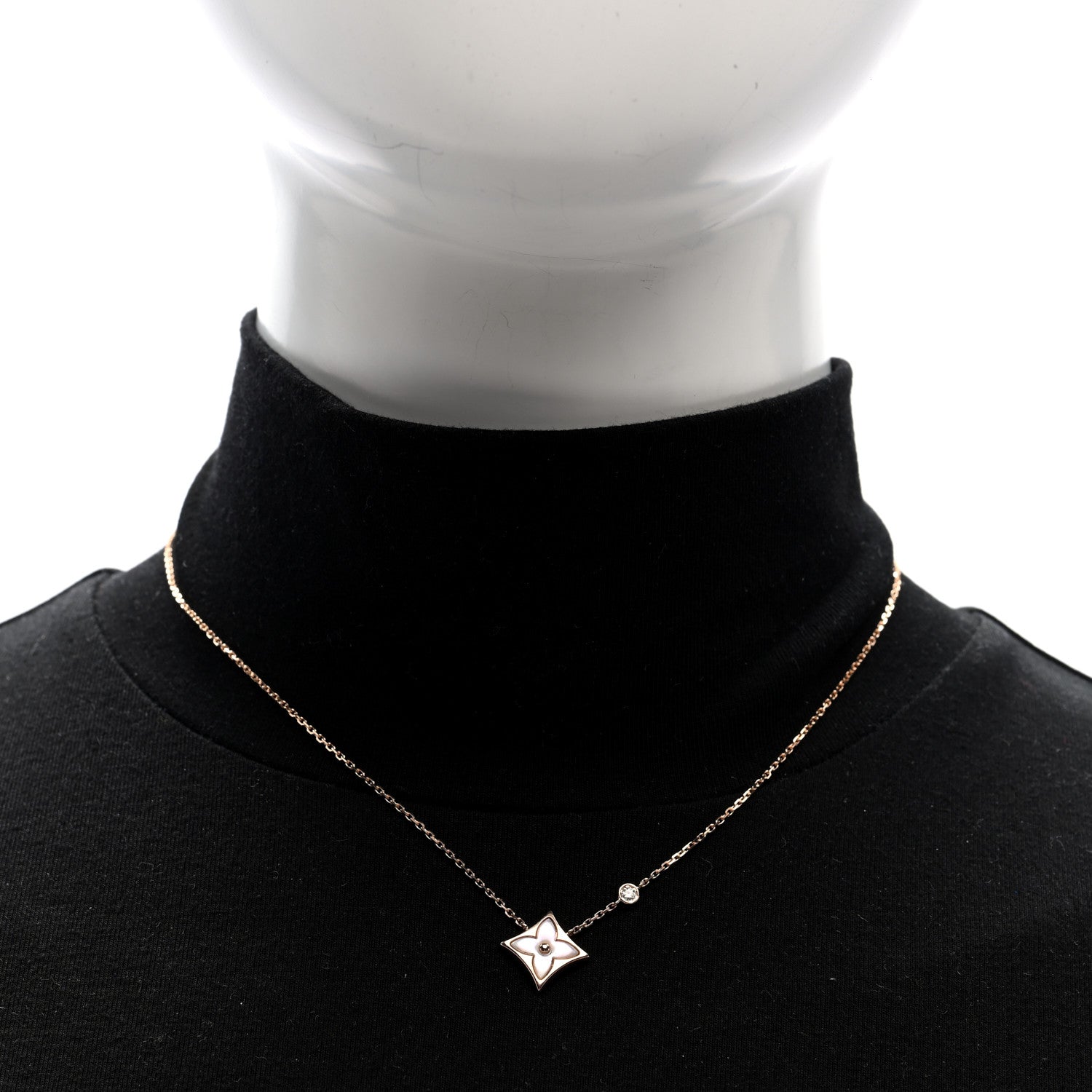 Louis Vuitton 18K Pink Gold Diamond Pink Mother of Pearl Color Blossom BB Star Pendant Necklace 2 of 5