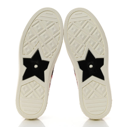 Christian Dior Cotton Floral Pop Embroidered Walk'N'Dior Low Top Sneakers 38 Red Multicolor 5 of 9