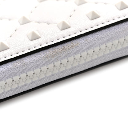 Valentino Garavani Nappa Monochrome Rockstud Spike Zip Around Wallet White 9 of 9