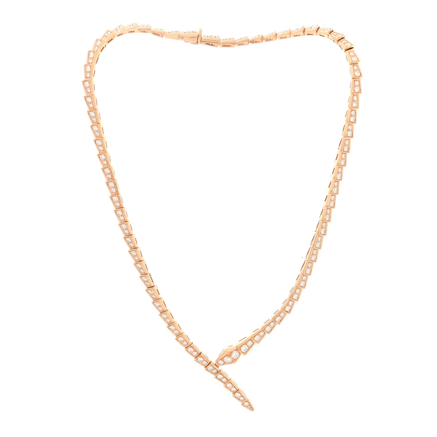 18K Rose Gold Diamond Serpenti Viper Full Pave Choker Necklace