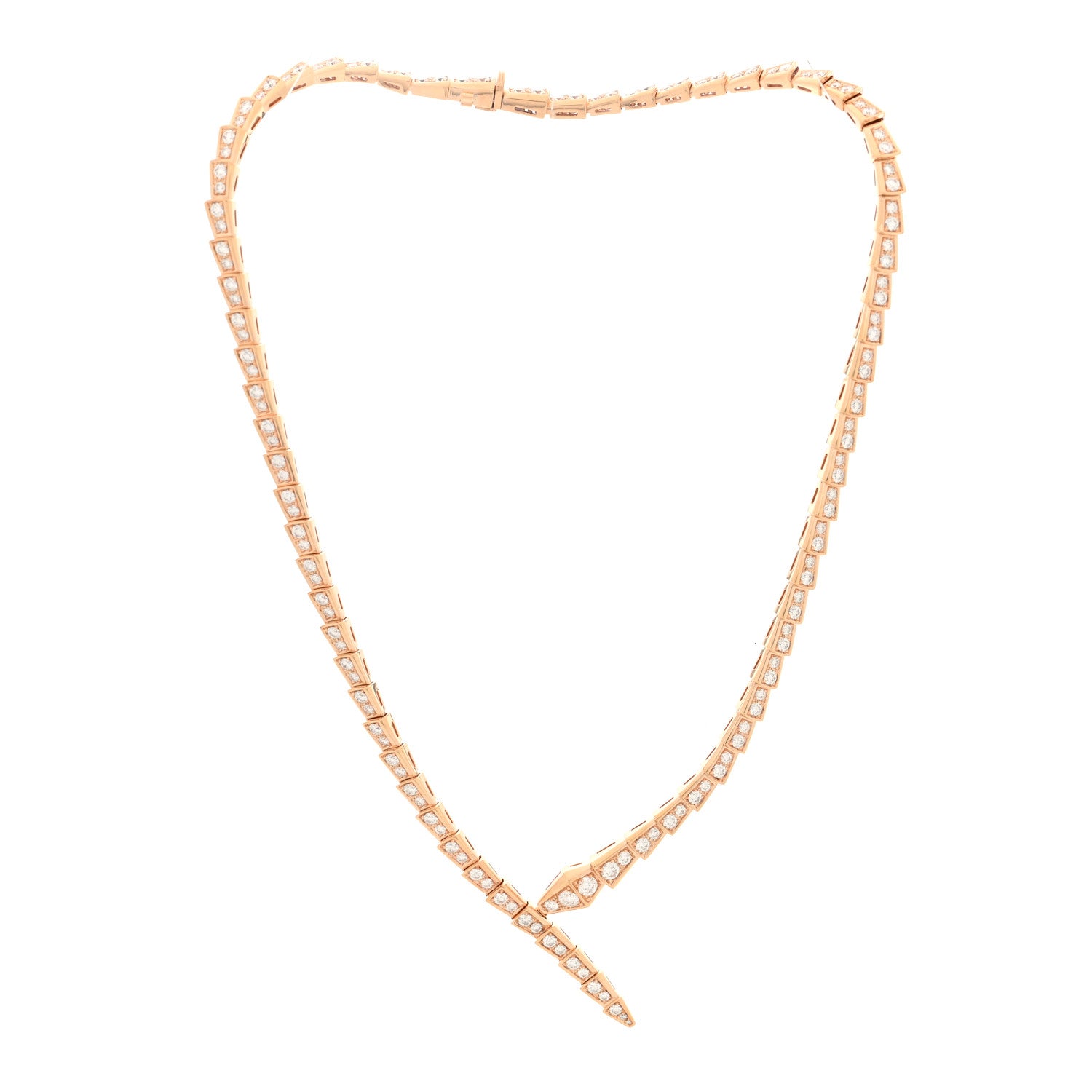 Bulgari 18K Rose Gold Diamond Serpenti Viper Full Pave Choker Necklace 3 of 6
