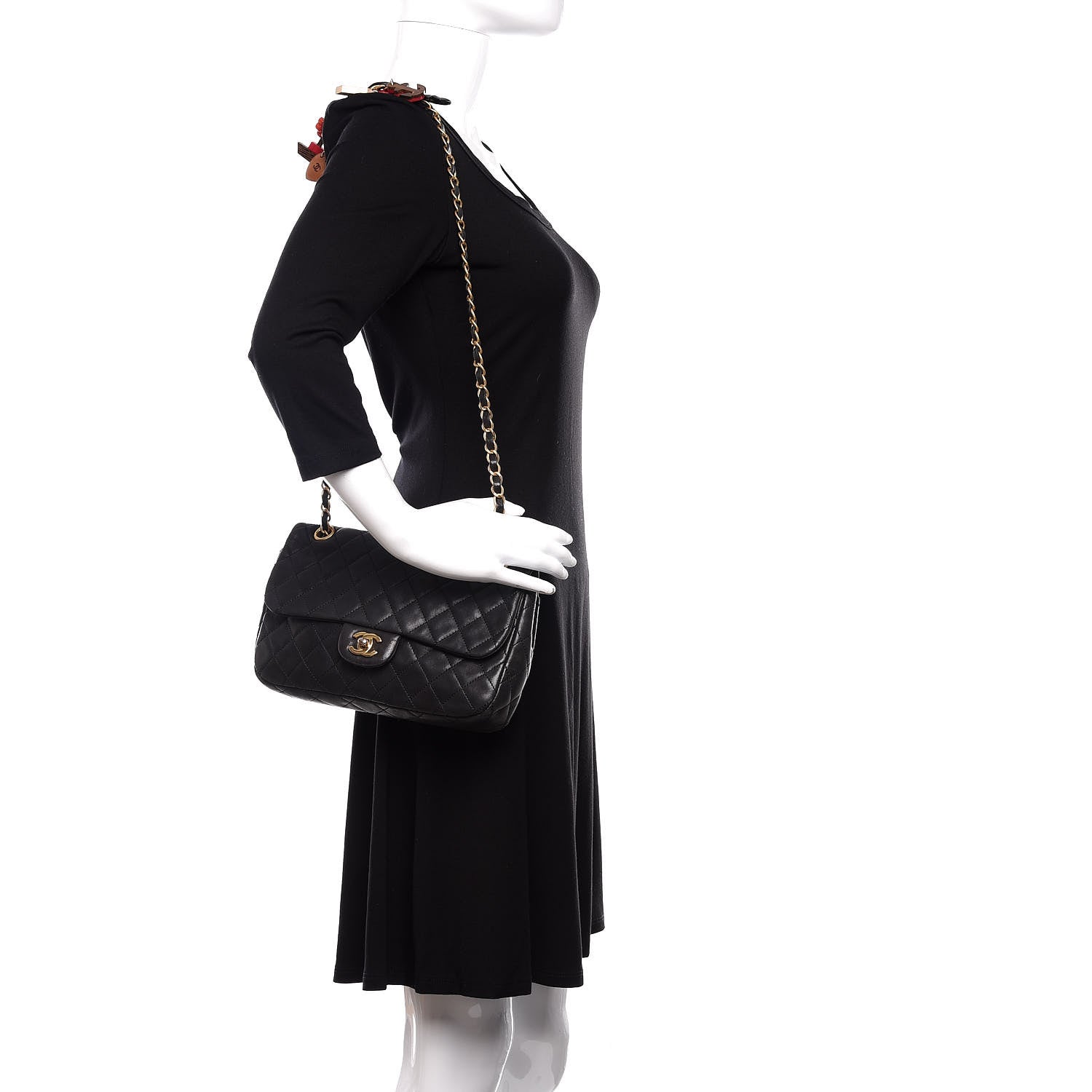 Chanel Lambskin Quilted Medium Cruise Charm Single Flap Black 2 of 16