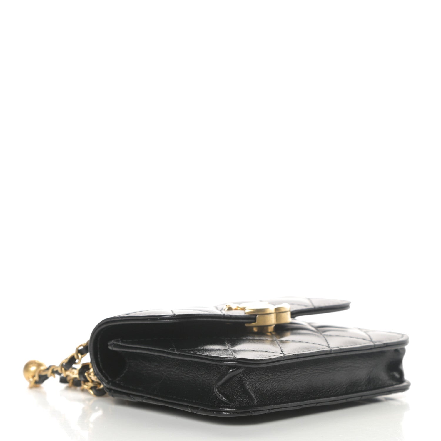 Chanel Calfskin Quilted Perfect Fit Coin Purse With Chain Black 4 of 12