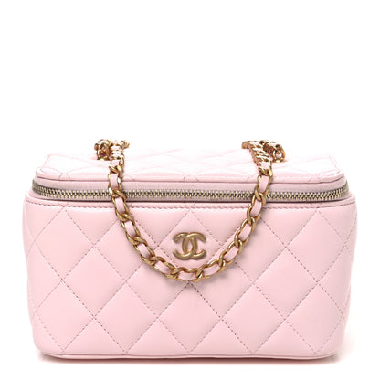 Chanel Lambskin Quilted Small Pearl Crush Vanity Case With Chain Light Pink 1 of 11