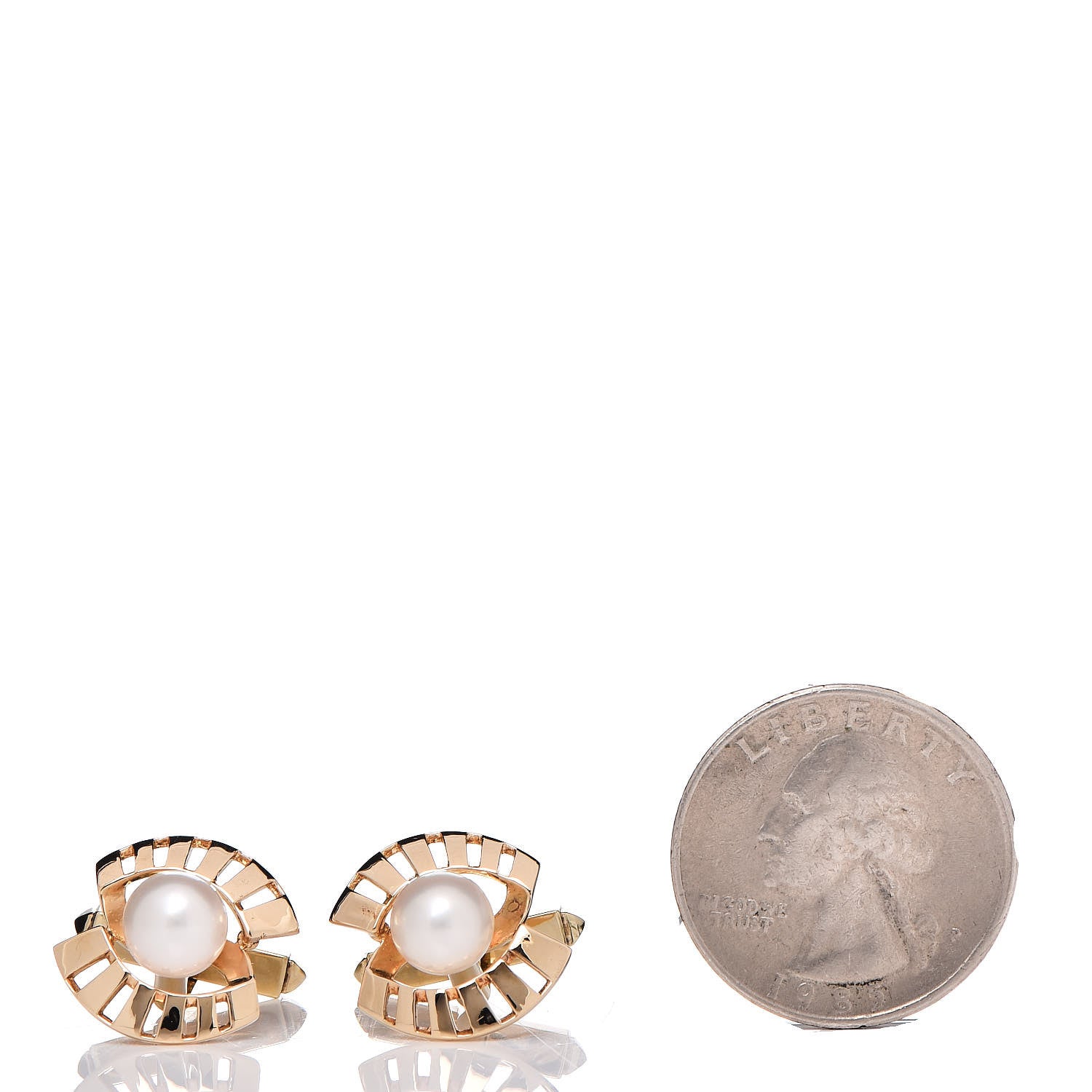 Mikimoto 14K Yellow Gold Akoya Pearl 7-7.5mm Cufflinks 2 of 3
