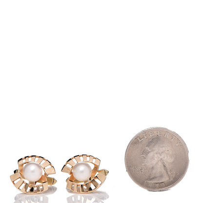 Mikimoto 14K Yellow Gold Akoya Pearl 7-7.5mm Cufflinks 2 of 3