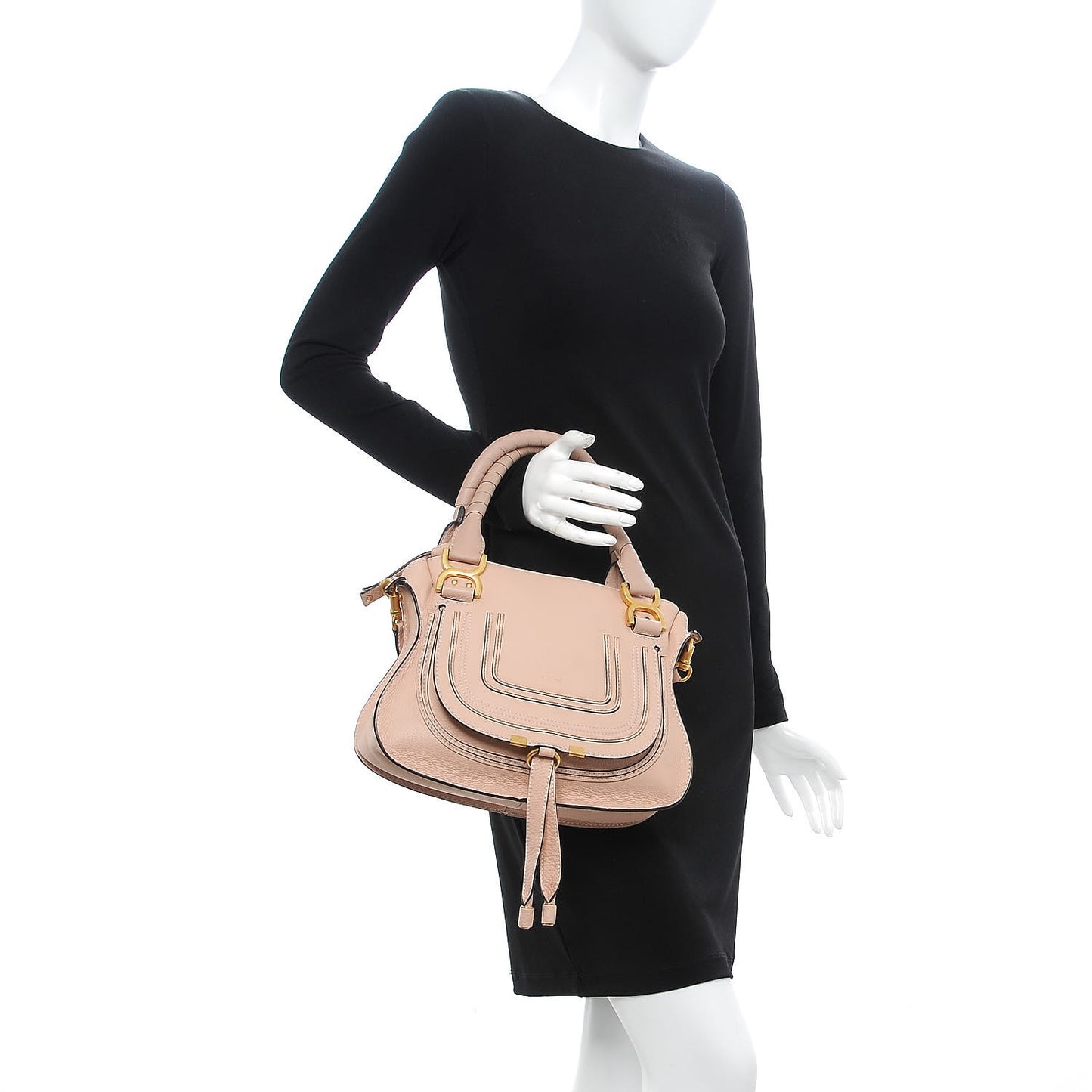 Calfskin Small Marcie Satchel Blush Nude