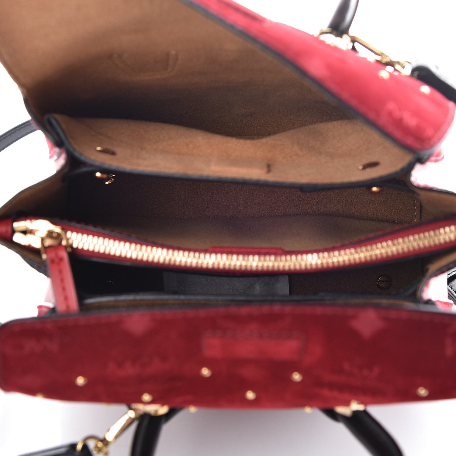 MCM Velvet Studded Mini Insignia Milla Tote Ruby Red 5 of 12