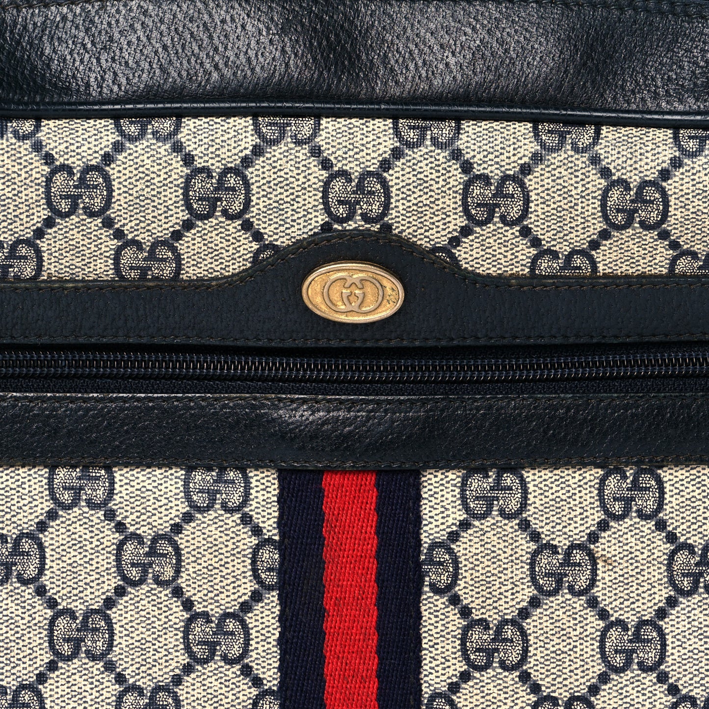 GG Plus Monogram Canvas Web Shoulder Bag Blue