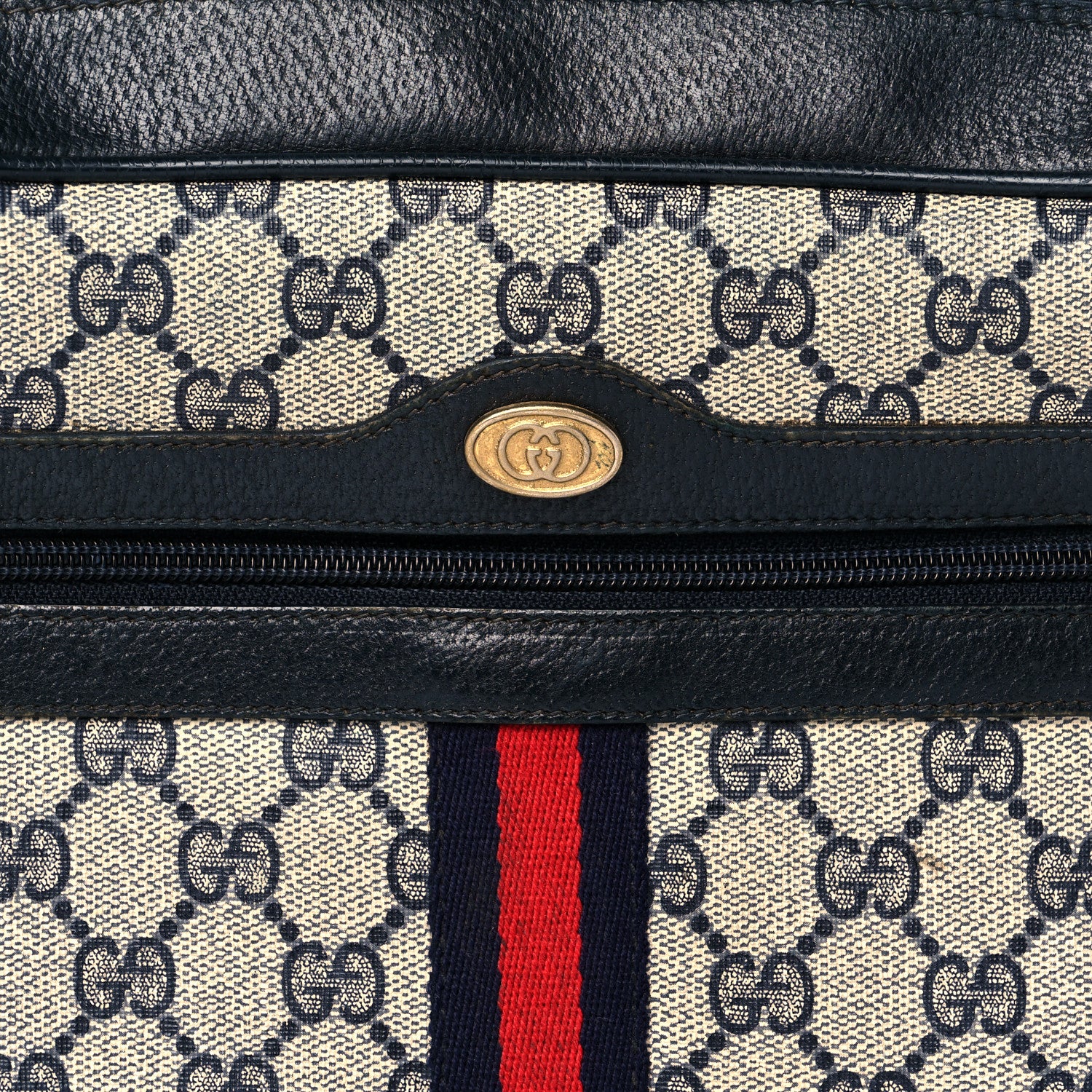 Gucci GG Plus Monogram Canvas Web Shoulder Bag Blue 7 of 14