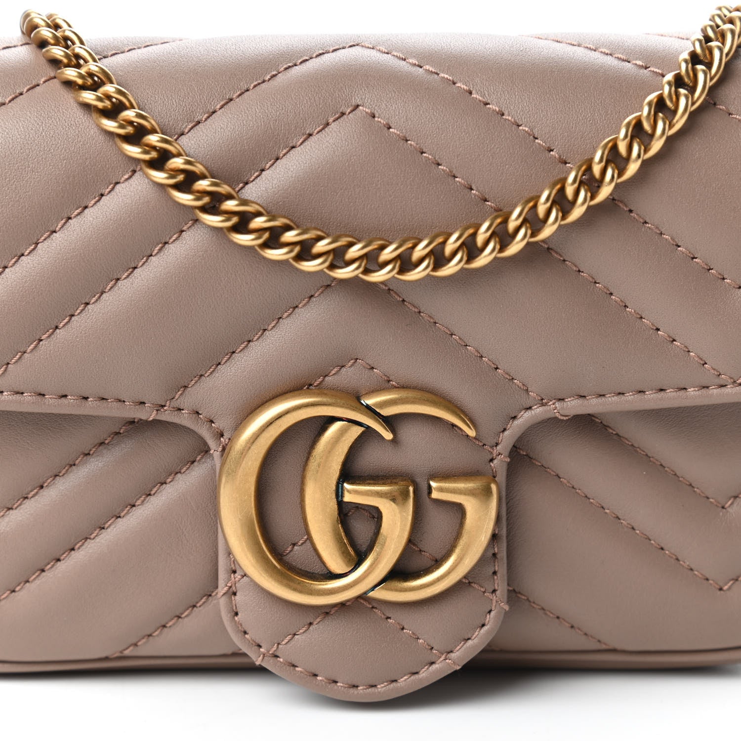 Gucci Calfskin Matelasse Super Mini GG Marmont Shoulder Bag Porcelain Rose 10 of 10