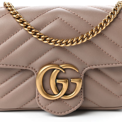Gucci Calfskin Matelasse Super Mini GG Marmont Shoulder Bag Porcelain Rose 10 of 10