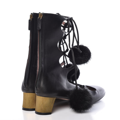 Gucci Calfskin Heloise Lace Up Ankle Boots 38 Black 4 of 13
