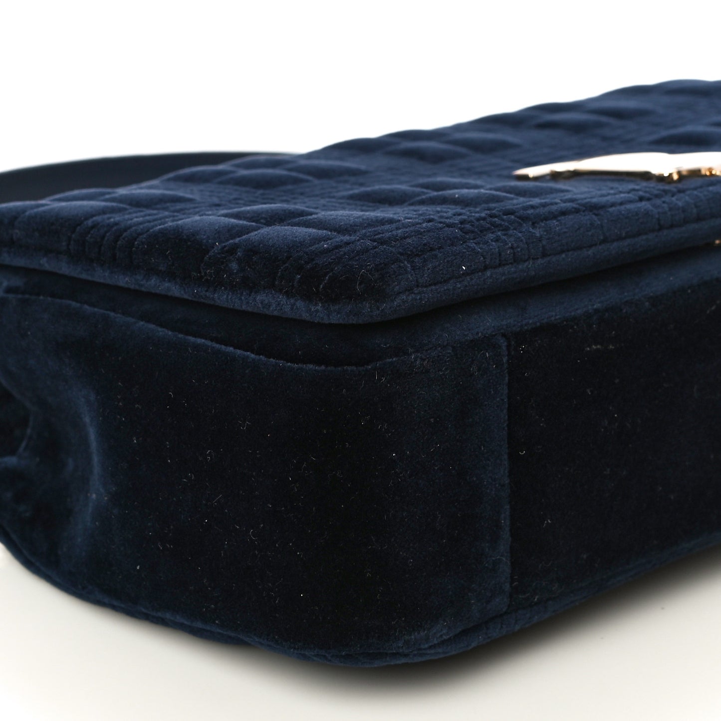 Velvet Quilted Small Lola Bag Navy