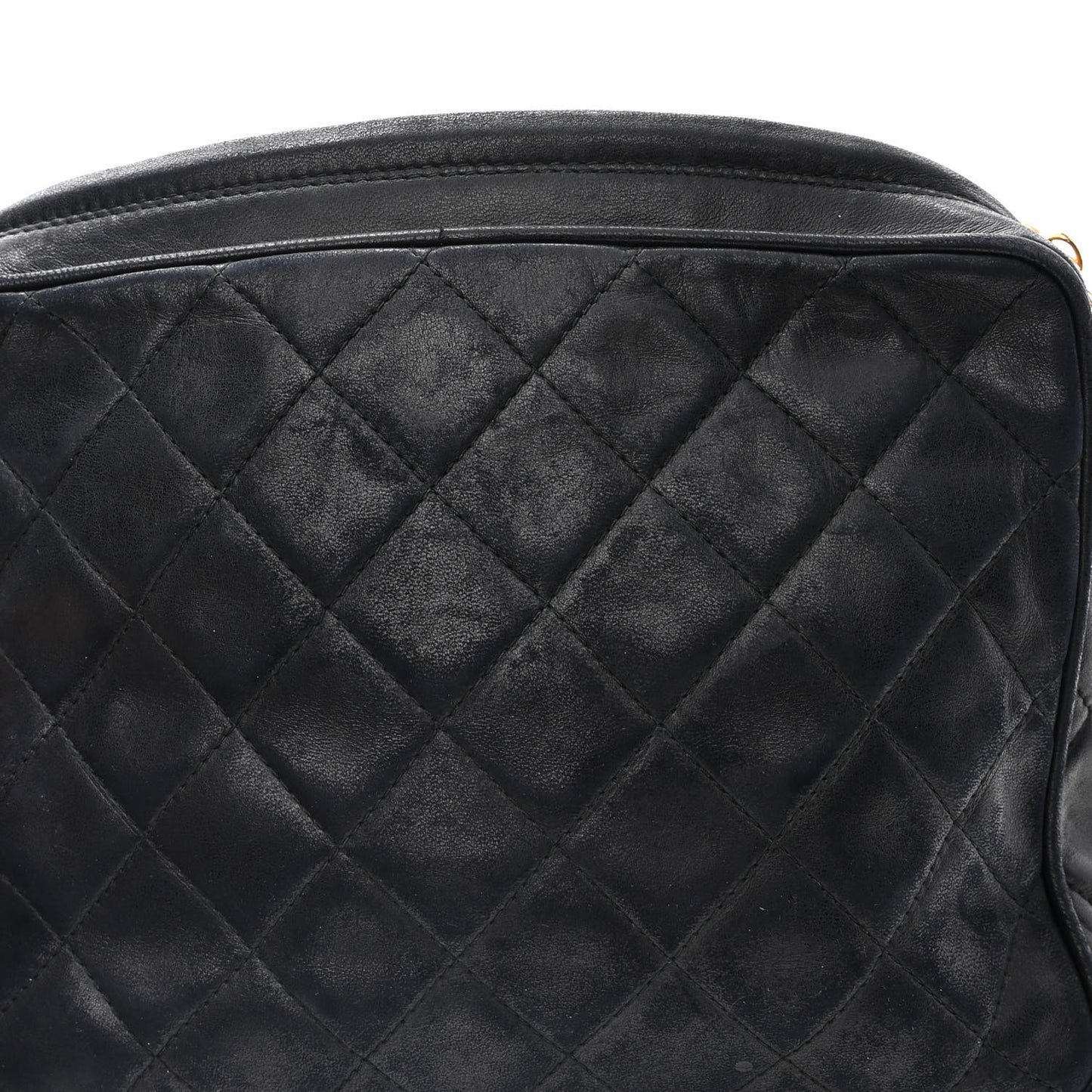 Lambskin Quilted Tassel Camera Case Black