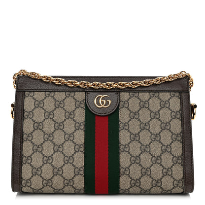 Gucci GG Supreme Monogram Web Small Ophidia Chain Shoulder Bag Brown 1 of 13