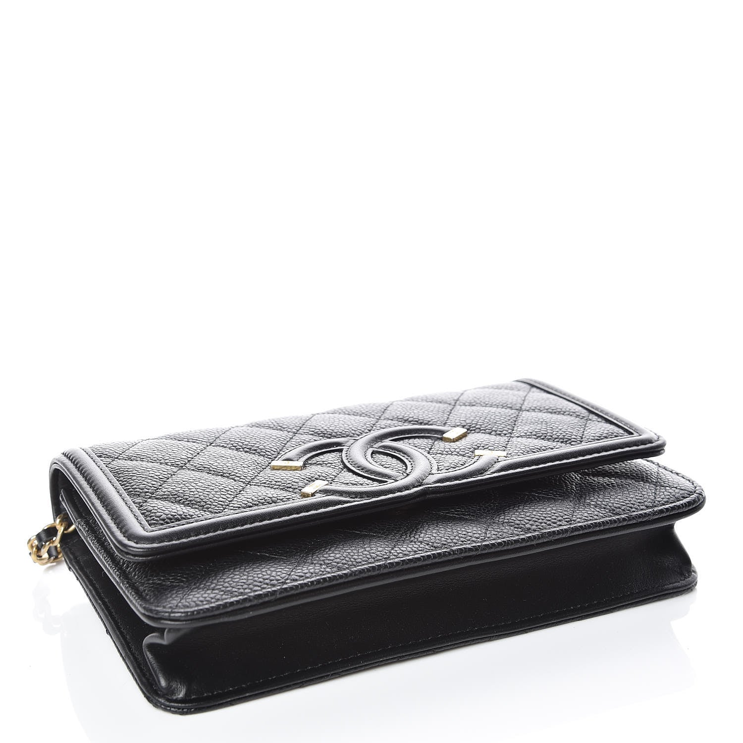 Chanel Caviar Quilted CC Filigree Wallet On Chain WOC Black 4 of 11