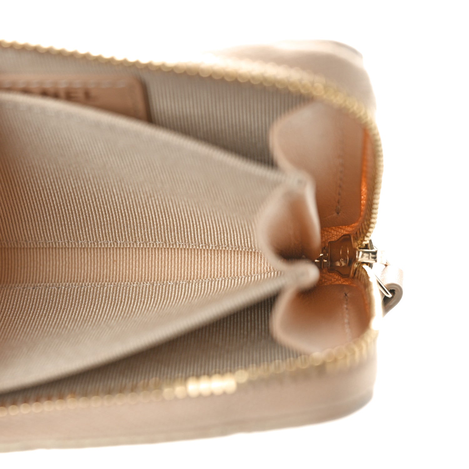 Chanel Iridescent Calfskin Quilted Zip Coin Purse Wallet Beige 5 of 9