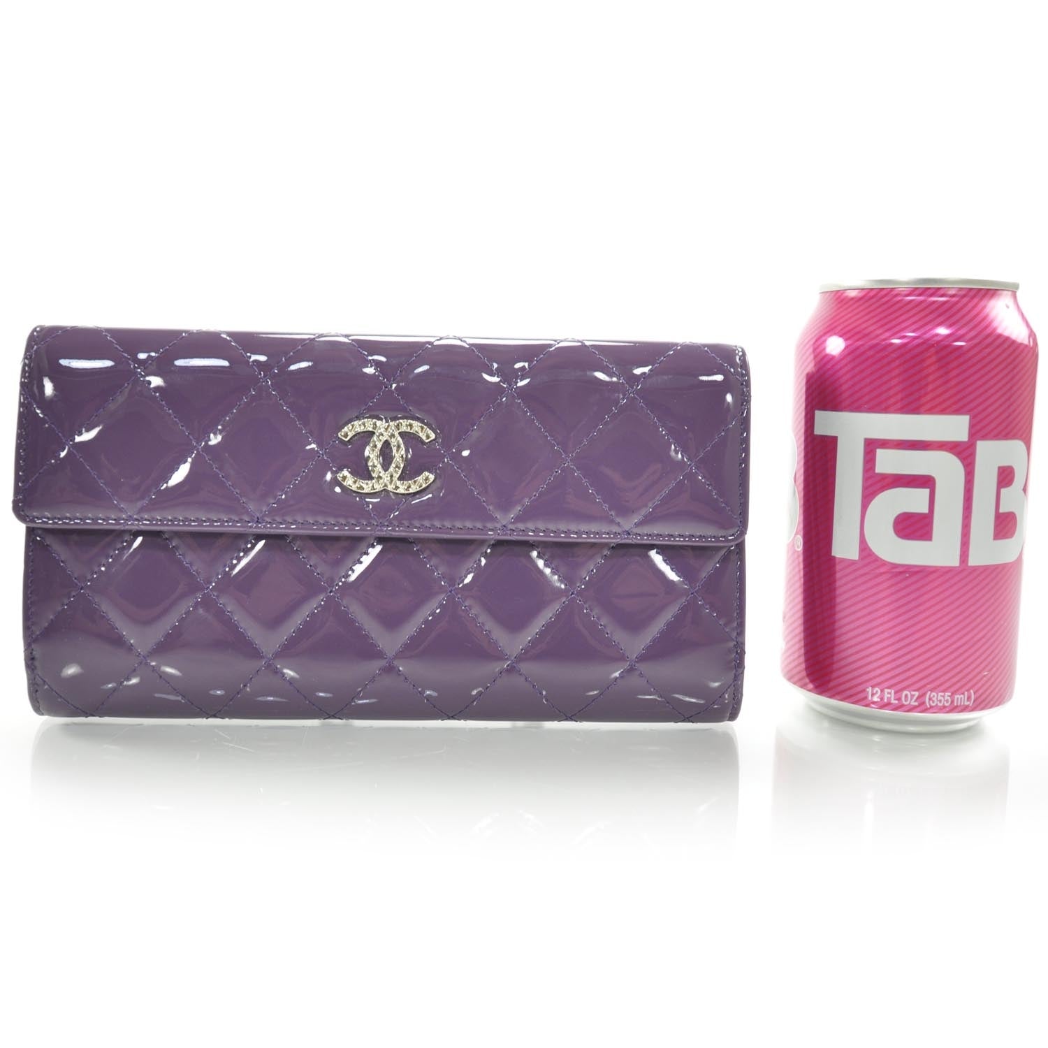 Chanel Patent Quilted Large Flap Wallet Purple 12C 2 of 9