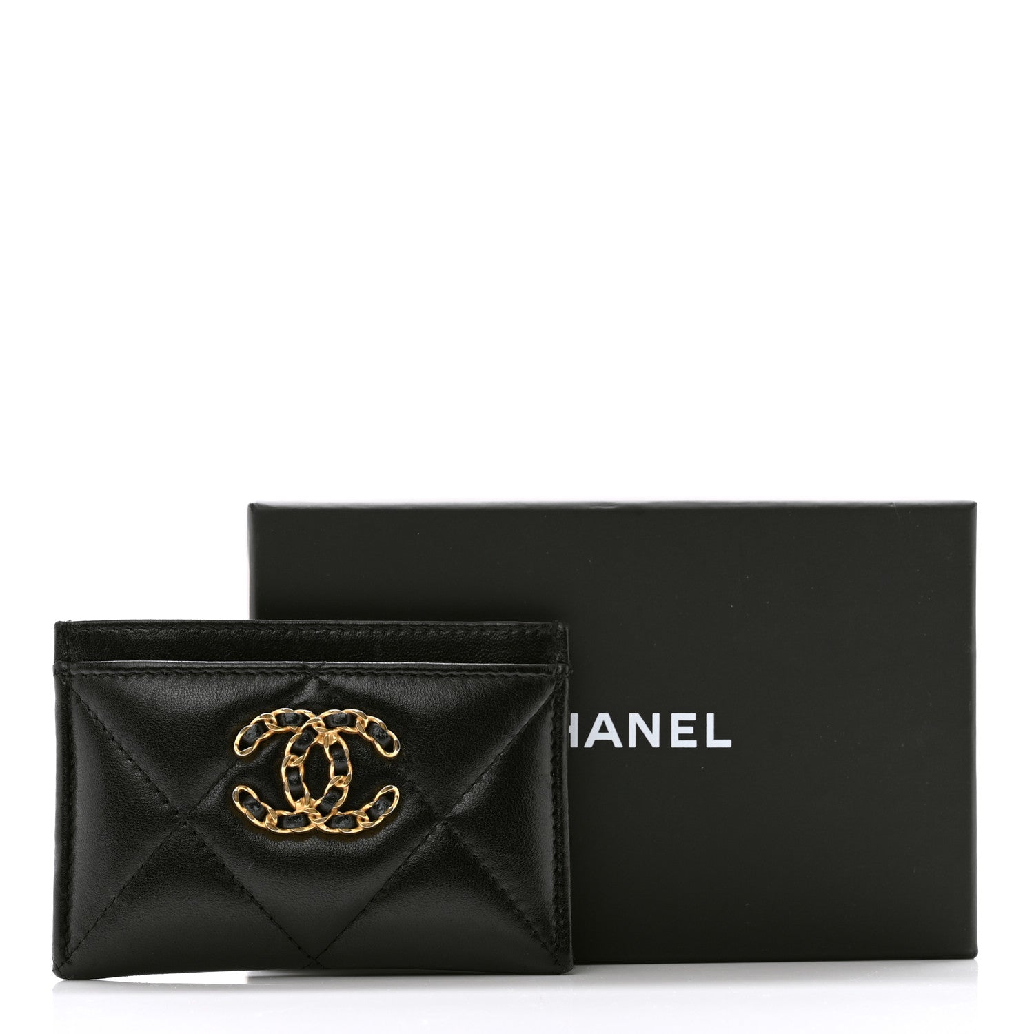 Chanel Lambskin Quilted Chanel 19 Card Holder Black 9 of 9