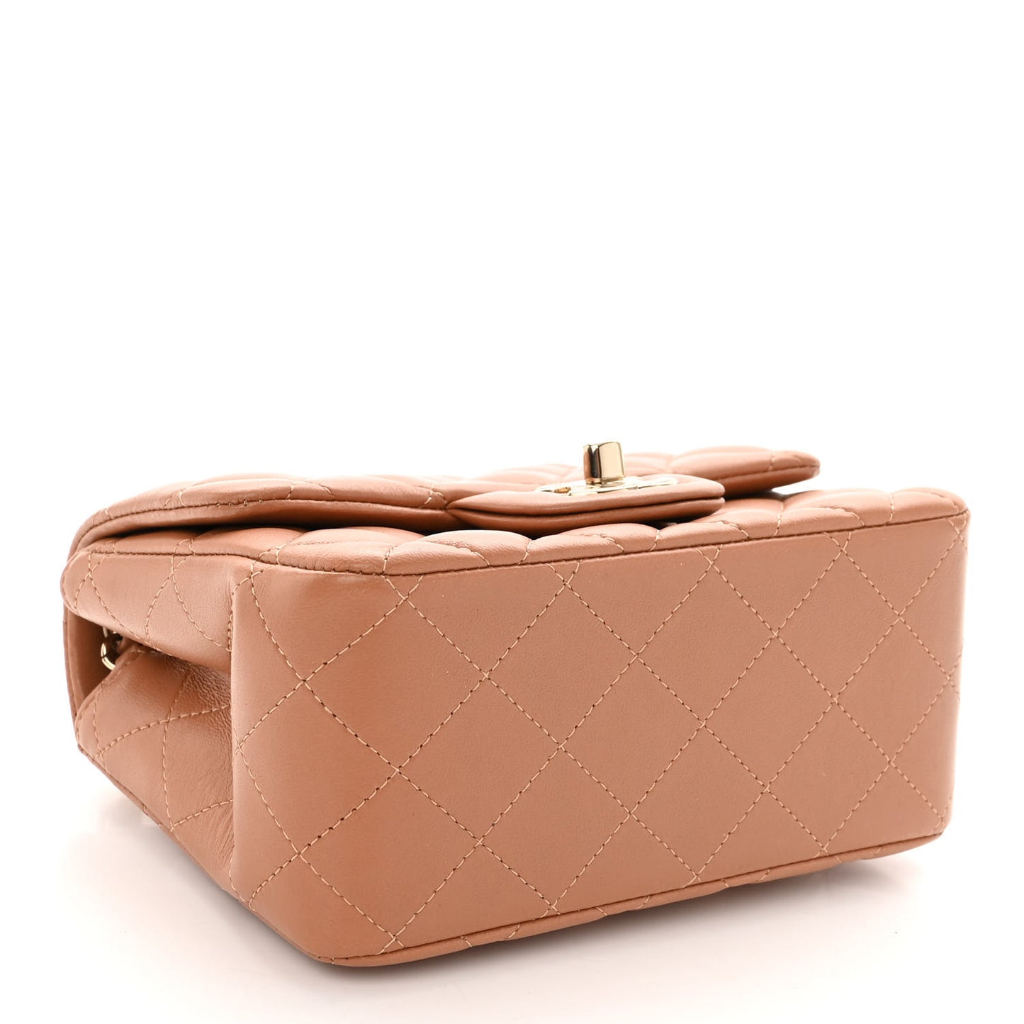 Lambskin Quilted Mini Square Flap Brown