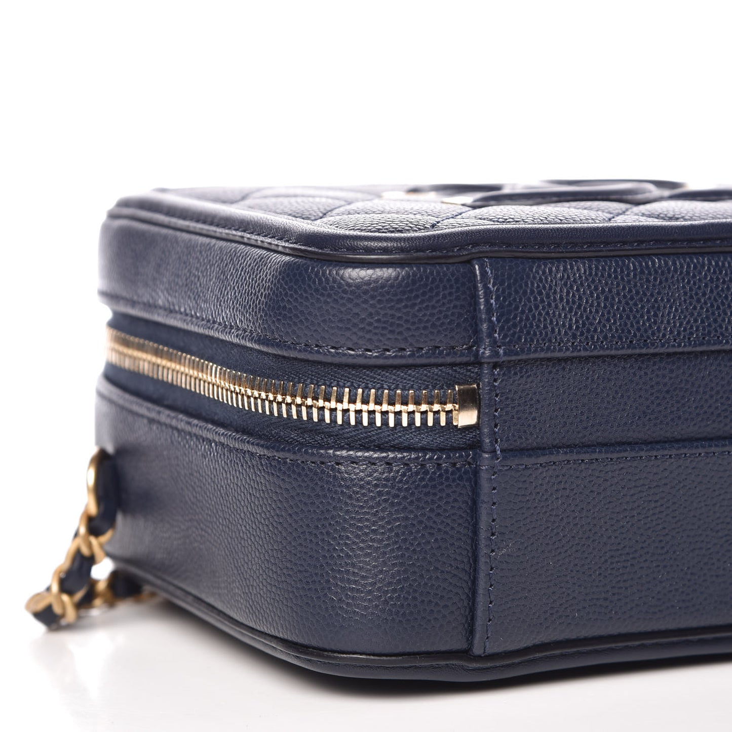 Caviar Quilted Small CC Filigree Vanity Case Navy