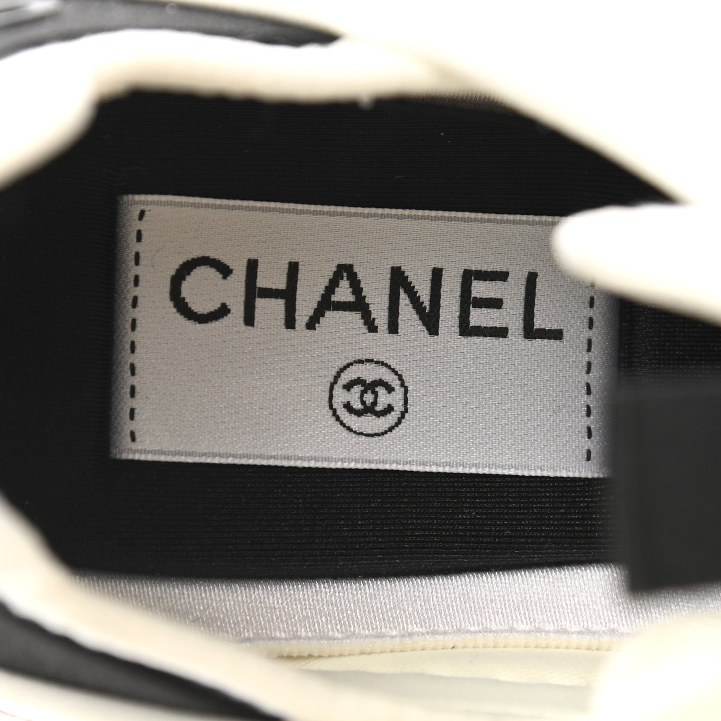 Velvet Calfskin Mixed Fibers CC Sneakers 36.5 Ivory Black