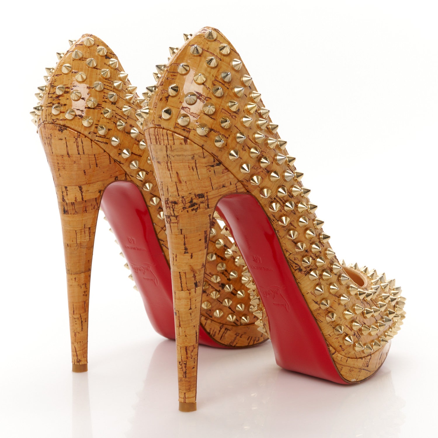 Christian Louboutin Cork Alti Spikes 160 Pumps 40 Natural Gold 5 of 11