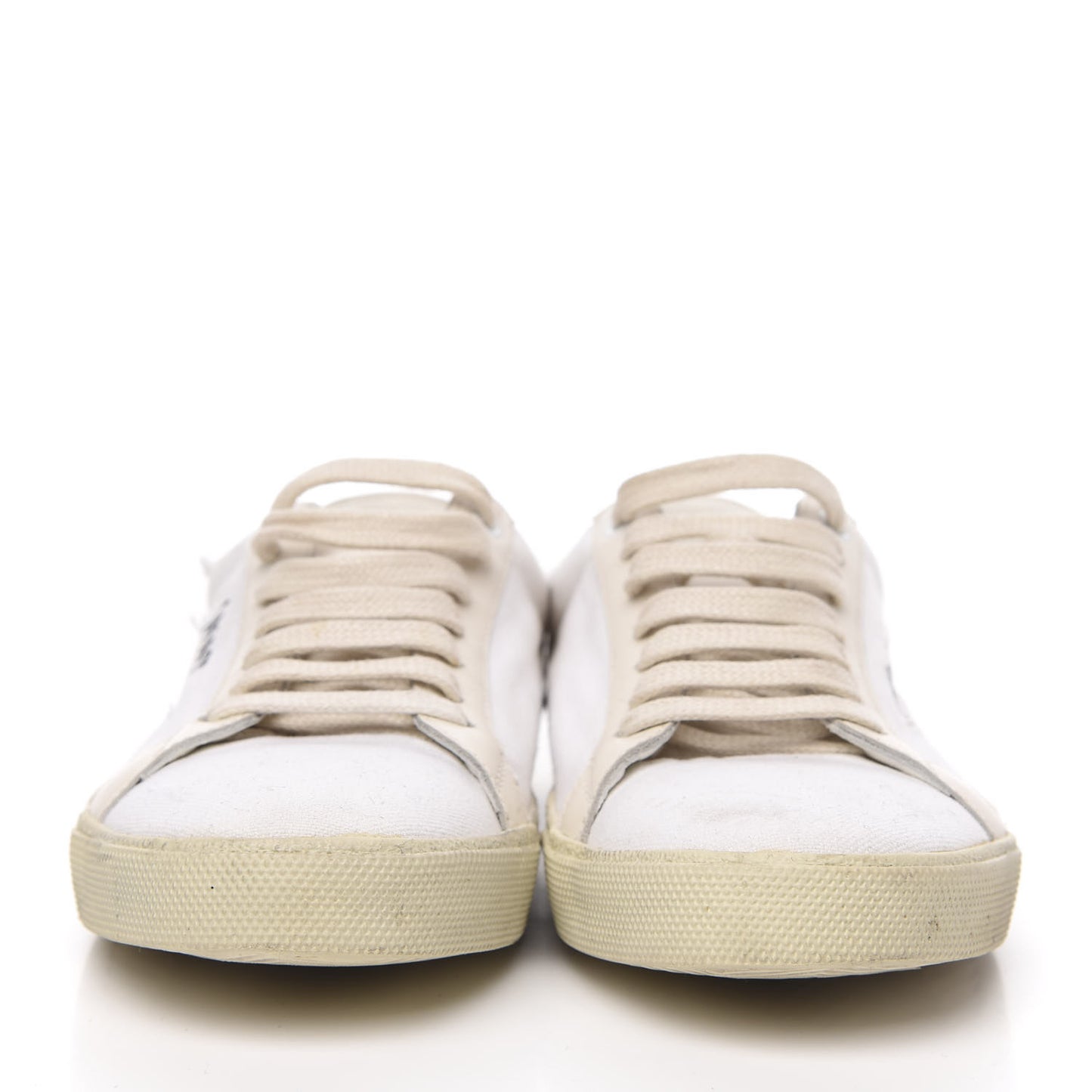 Distressed Canvas Court Classic Sneakers 40 White