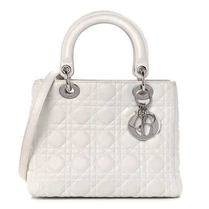 Christian Dior Lambskin Cannage Medium Lady Dior White 1 of 13