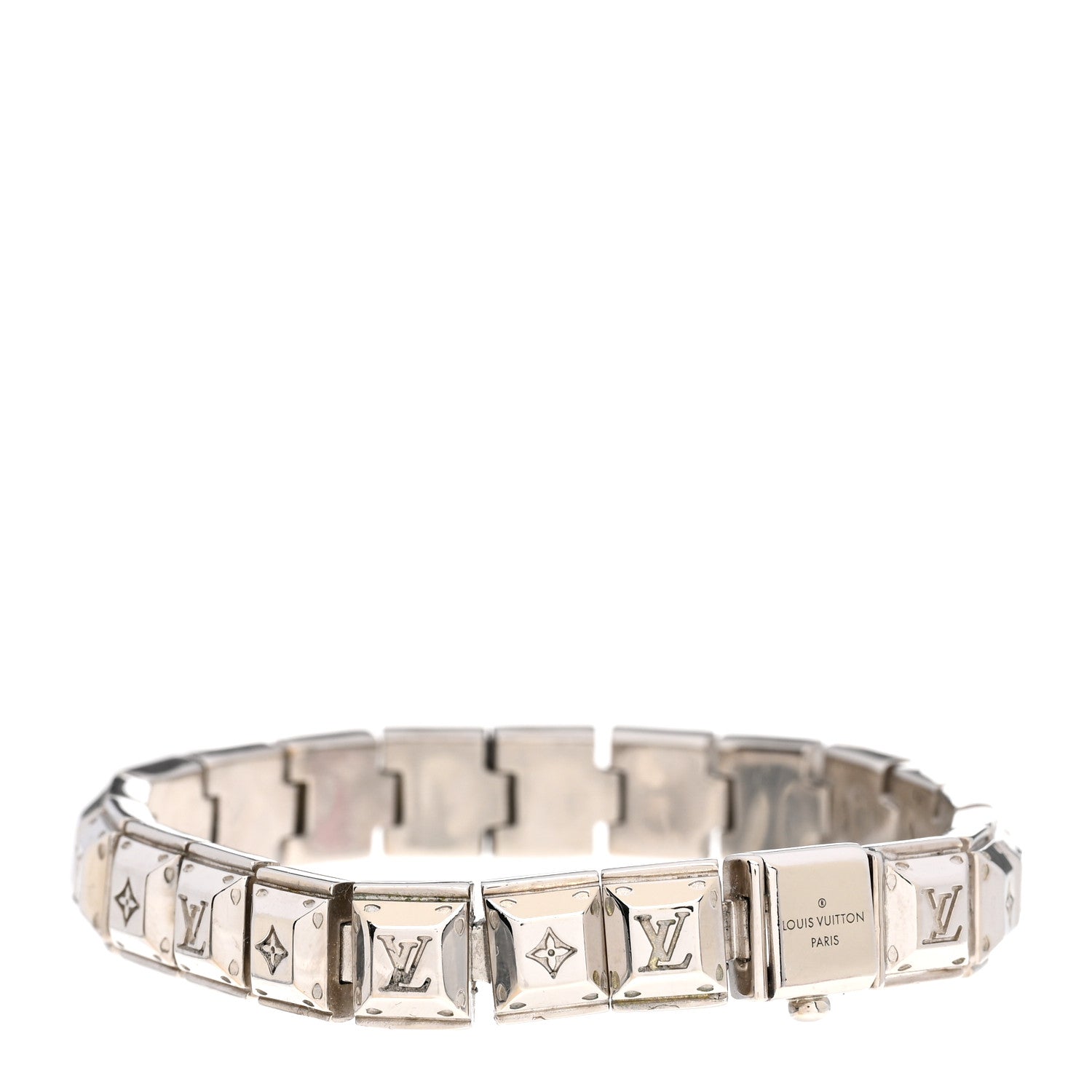 Louis Vuitton Palladium Monogram Nanogram Tennis Bracelet S Silver 3 of 4