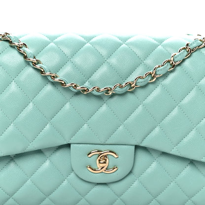 Chanel Caviar Quilted Jumbo Double Flap Light Green 8 of 10