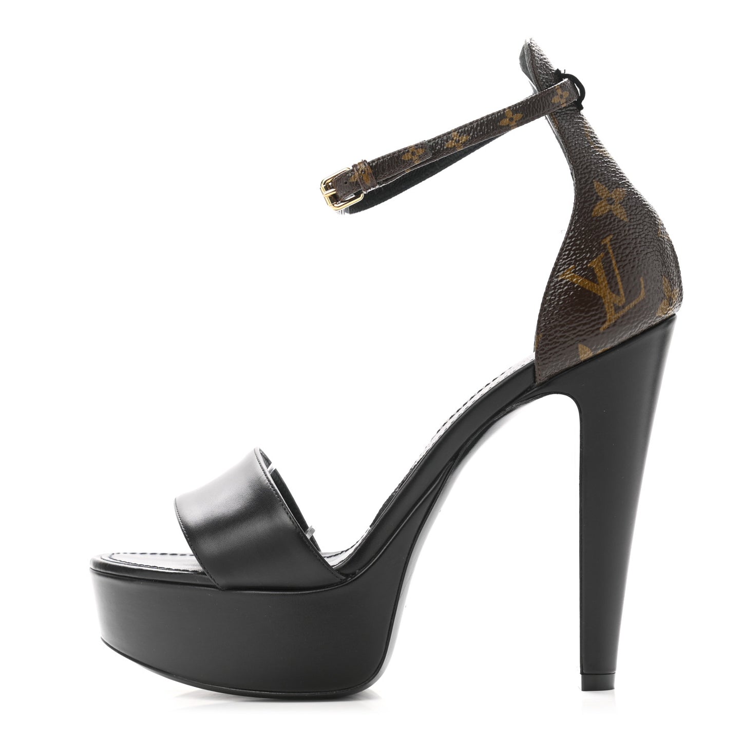 Patent Monogram Afterglow Platform Sandals 39 Black
