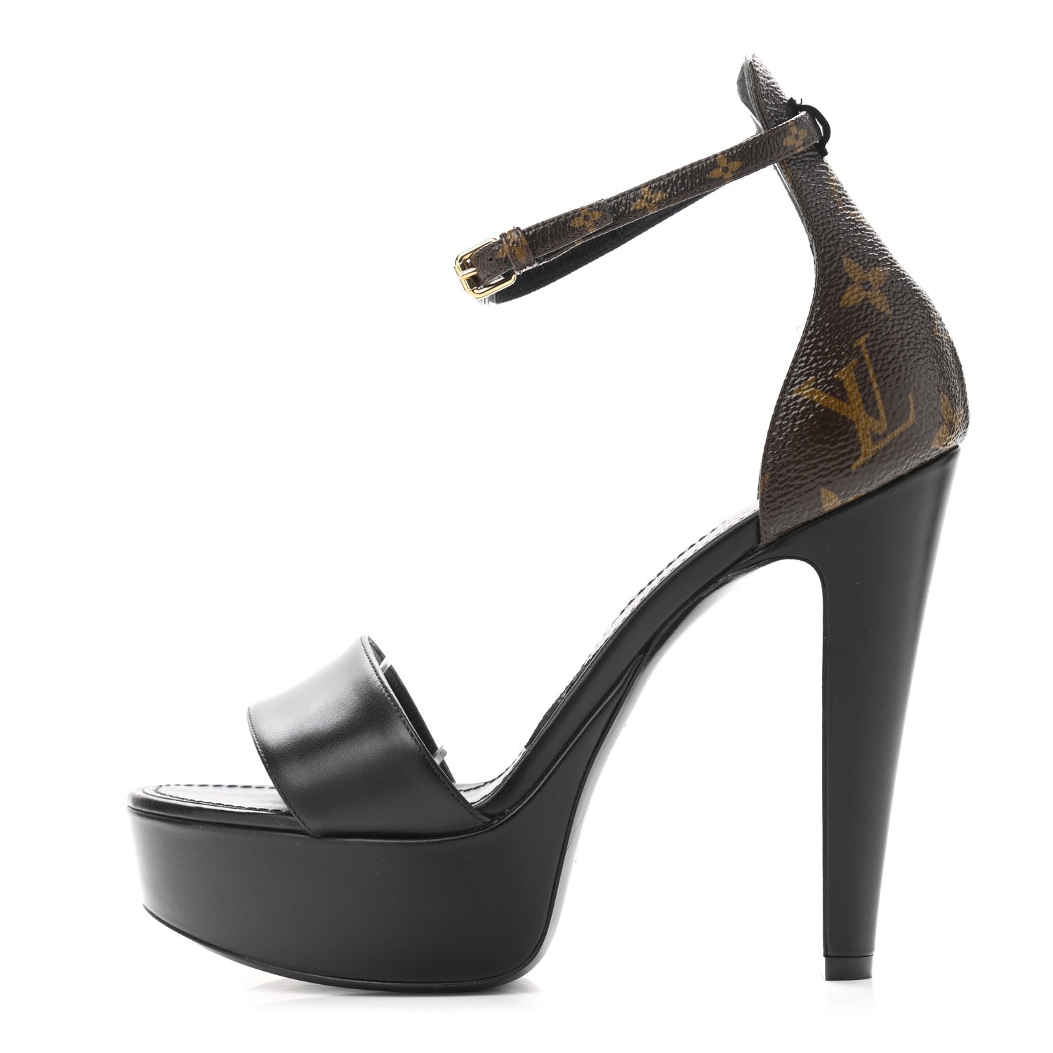 Louis Vuitton Patent Monogram Afterglow Platform Sandals 39 Black 1 of 8