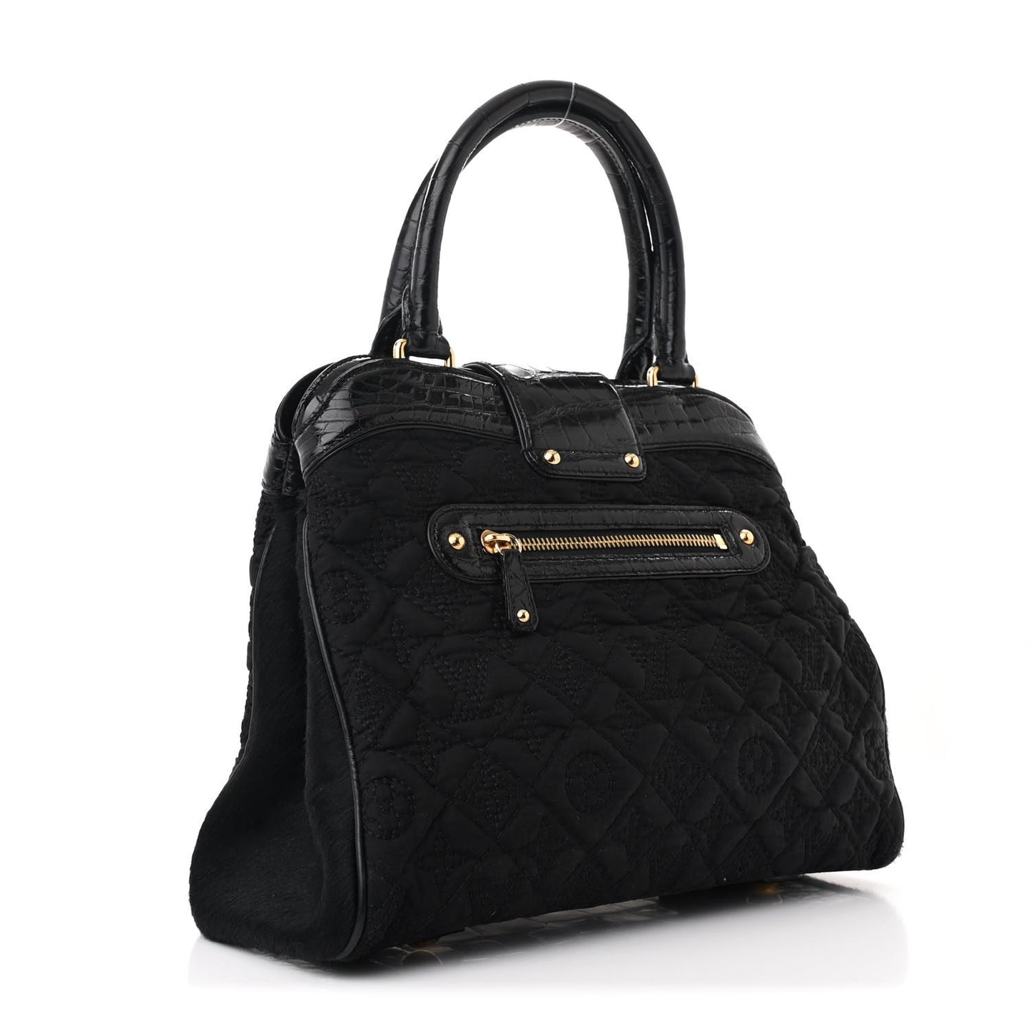Monogram Silk Pony Hair Alligator Trim Linda Black