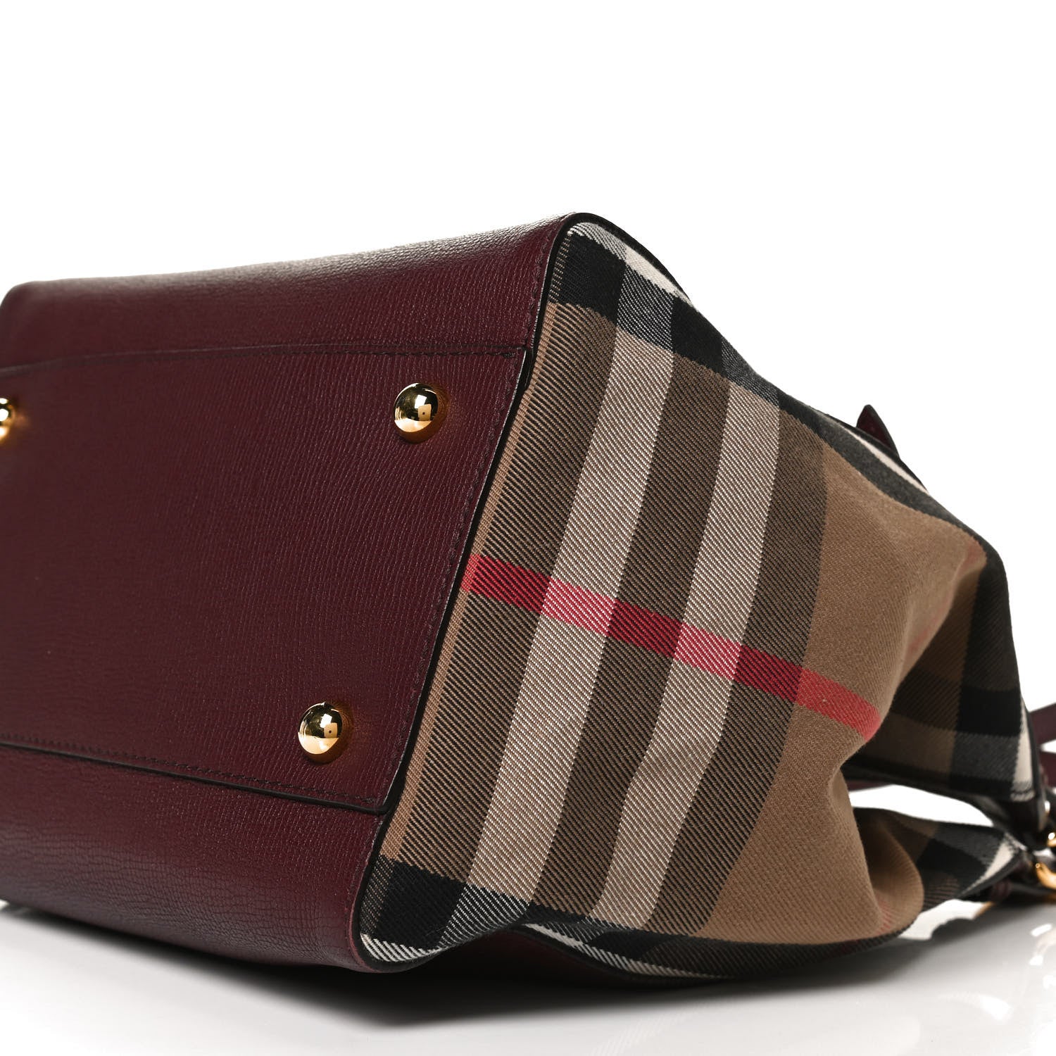 Burberry Grainy Calfskin House Check Small Canterbury Tote Burgundy 10 of 12