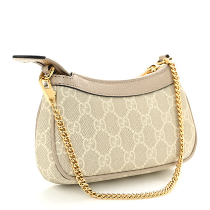 Gucci GG Supreme Monogram Textured Dollar Calfskin Web Mini Ophidia GG Handbag Beige Mystic White Oatmeal 3 of 10