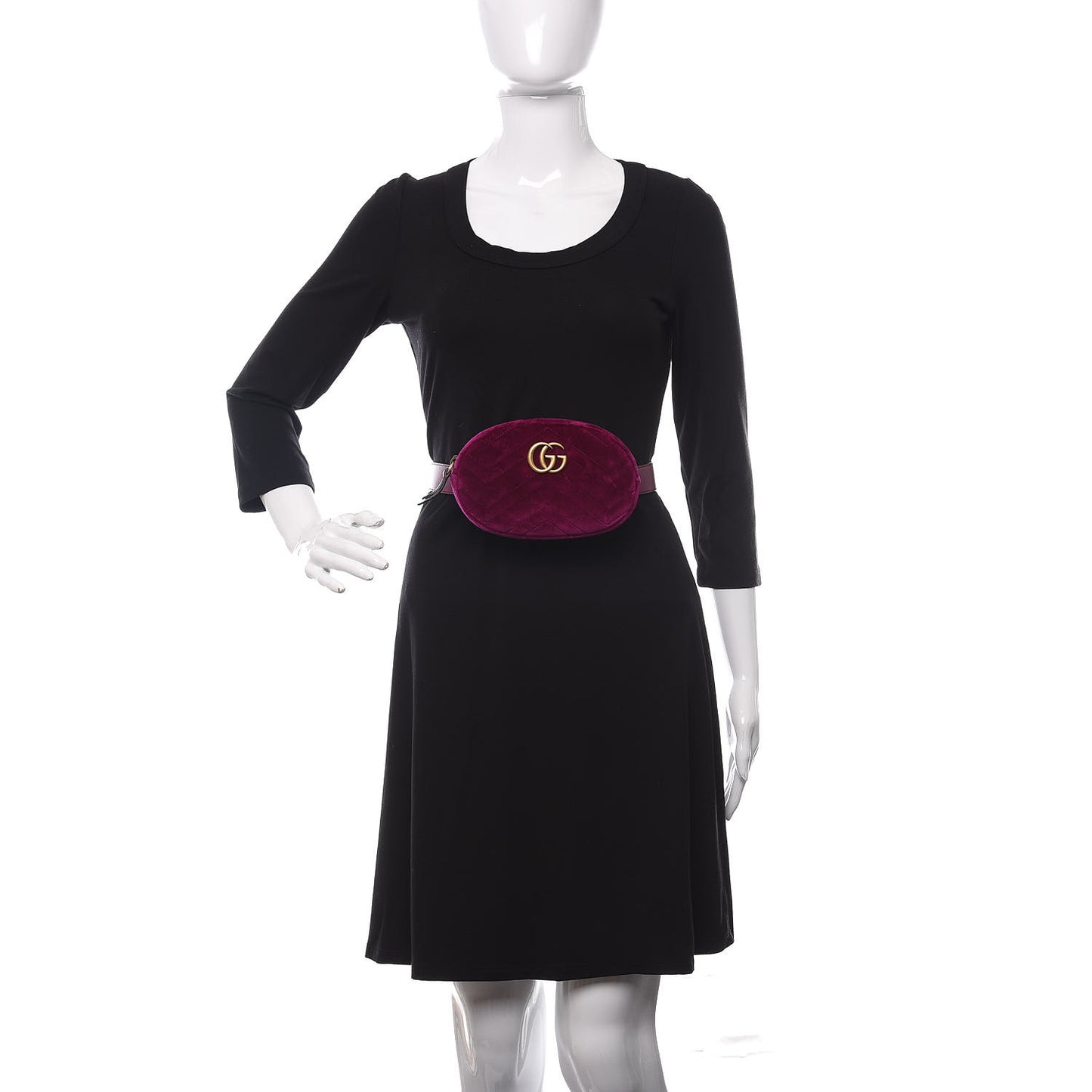 Velvet Matelasse GG Marmont Belt Bag 85 34 Fuchsia Violet Cyclamen