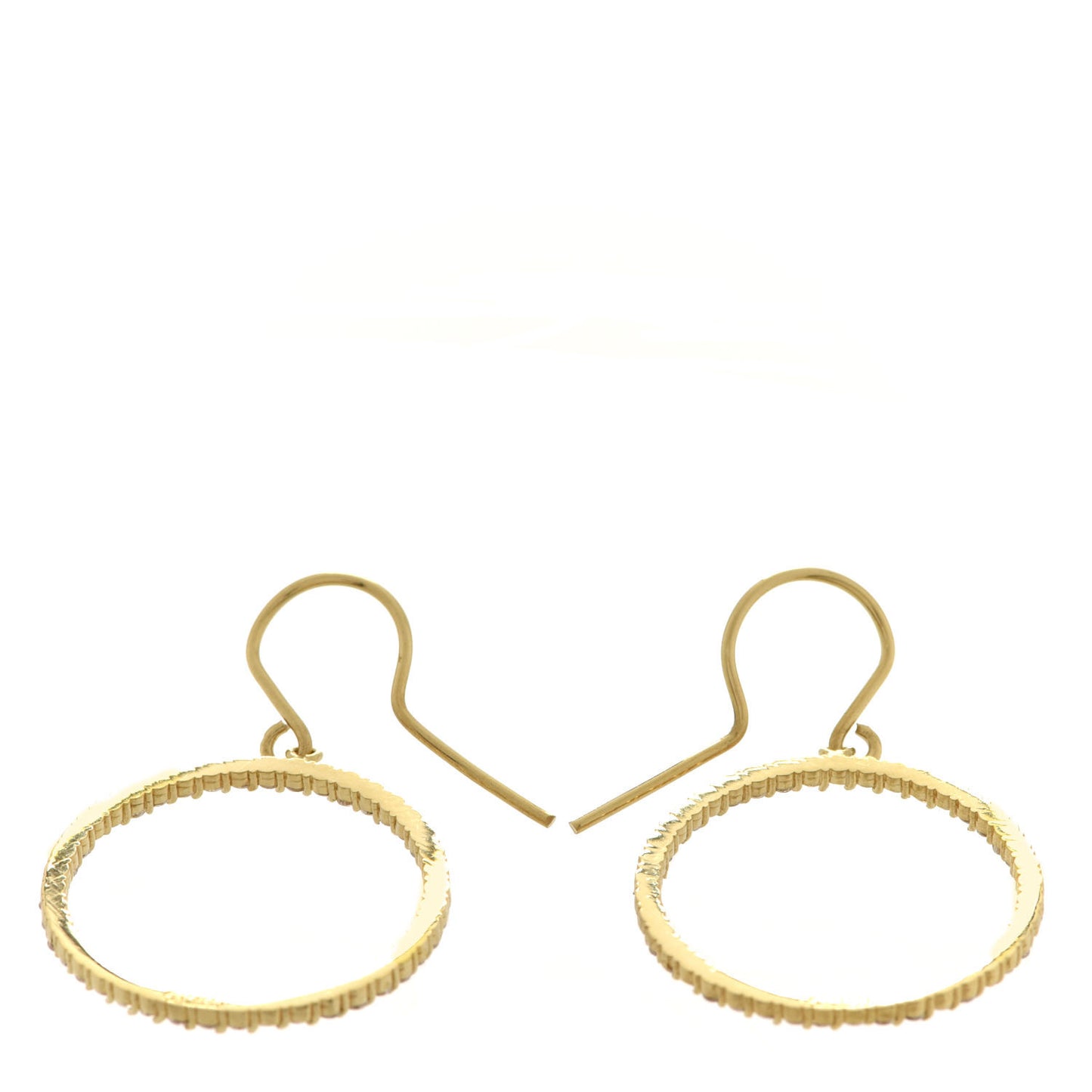 18K Yellow Gold Diamond Circle Drop Earrings