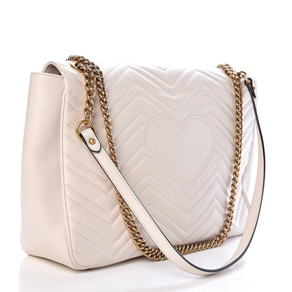 Gucci Calfskin Matelasse Large GG Marmont Shoulder Bag Mystic White 3 of 11