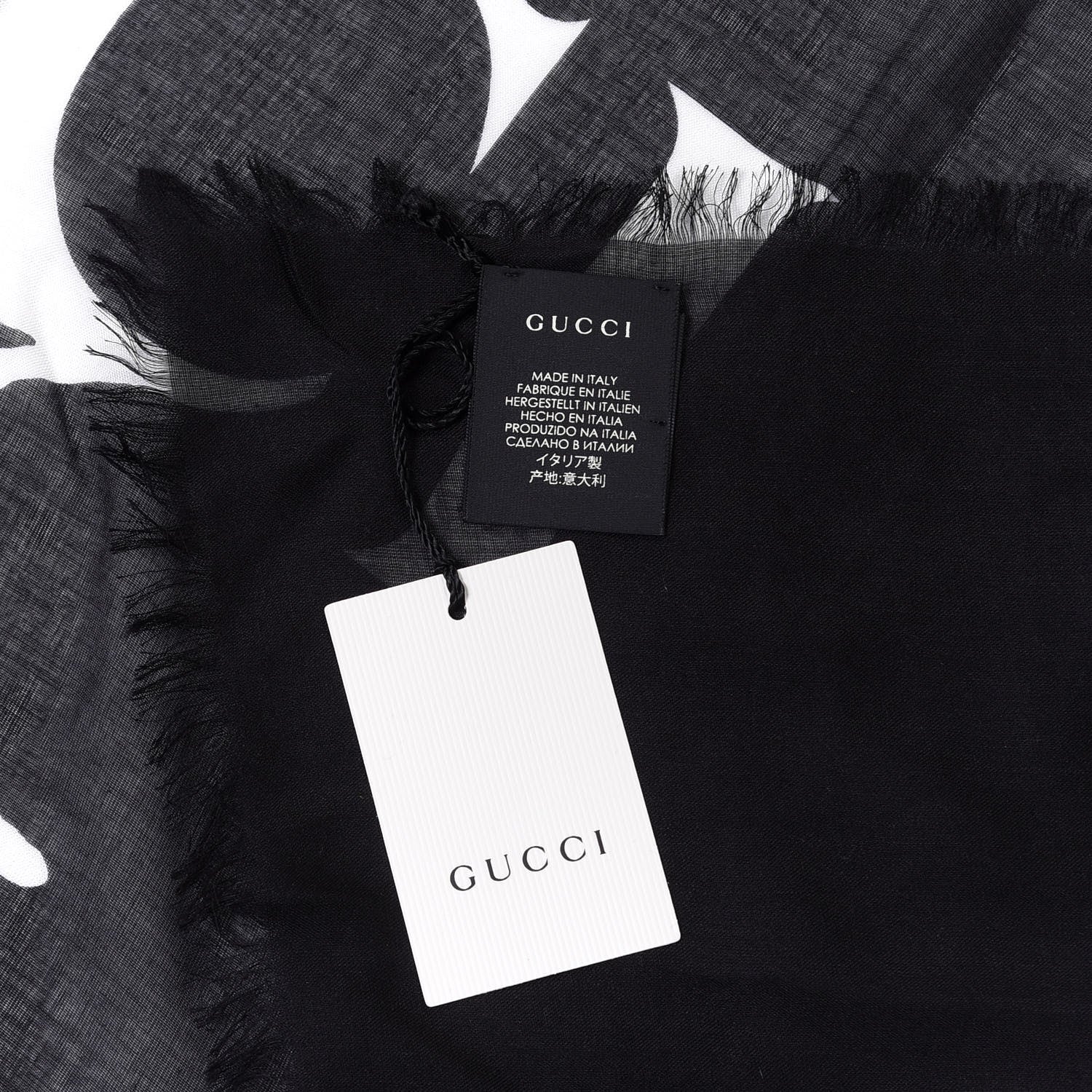Gucci Modal Silk Coco Capitan Logo Square Scarf Black 2 of 4