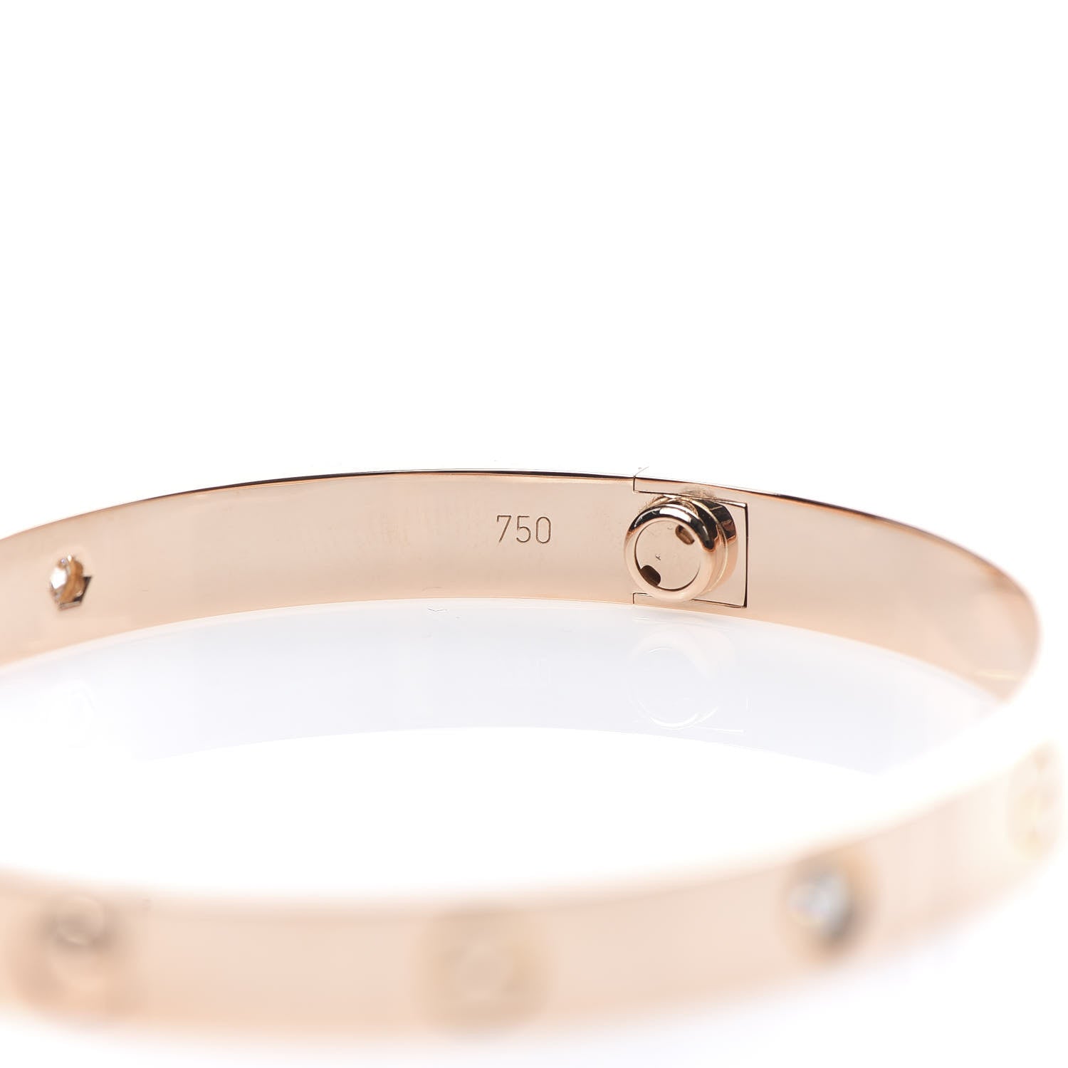 Cartier 18K Pink Gold 4 Diamond LOVE Bracelet 18 7 of 9