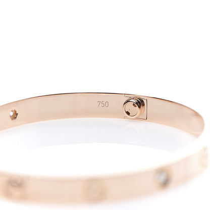 Cartier 18K Pink Gold 4 Diamond LOVE Bracelet 18 7 of 9