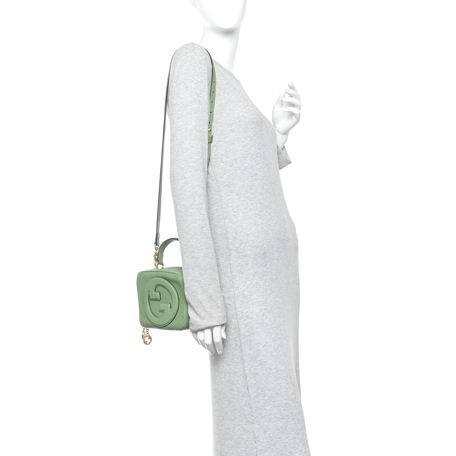 Gucci Sakai Be Green Calfskin Diagonal Stitched Blondie Top Handle Bag Light Green 2 of 12